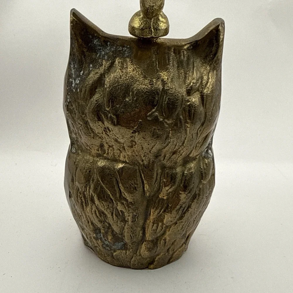 Vintage Brass Owl Service Bell Figural Concierge Hotel General Store Counter
